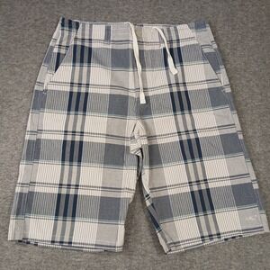 O'Neill Men's Size 30 Black Plaid Chino Shorts 4 Pockets Zipper Fly Cotton Blend